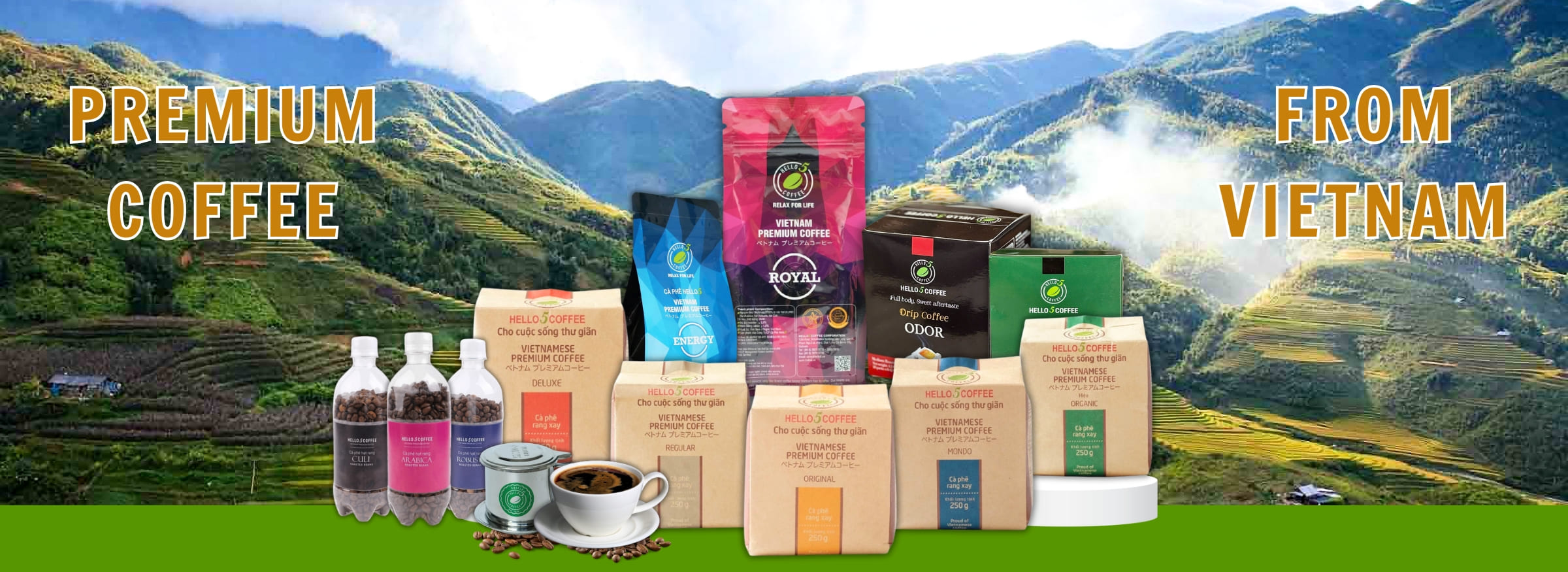 HELLO 5 COFFEE BANNER