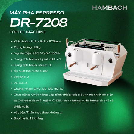 Máy Pha Cà Phê Espresso DR-7208